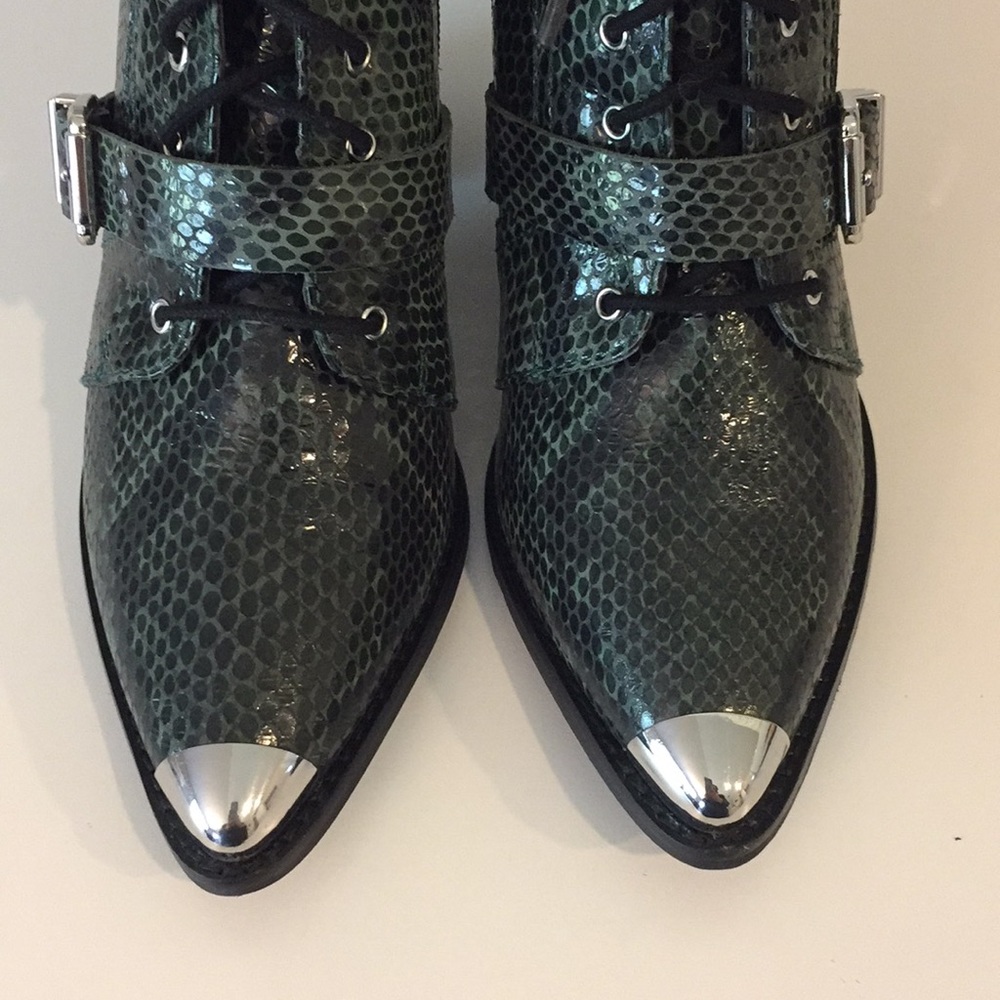 ASOS Green Snake Print Ankle Boots - Picture 4 of 8